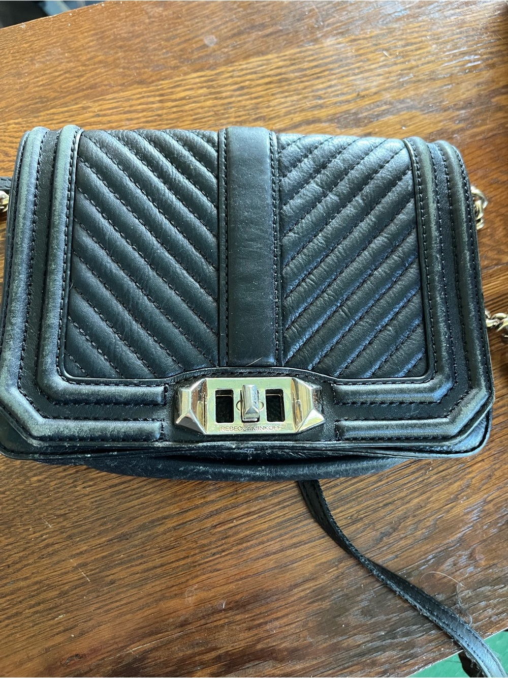 Rebecca Minkoff Black Quilted Chevron Leather Crossbody with Silver Hardware